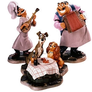 WDCC Disney Classics-Lady And The Tramp Joe, Tramp, Lady & Tony Bella Notte