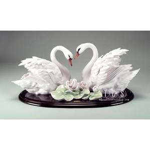 Giuseppe Armani-Two Swans & Flowers