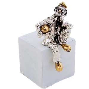 Dargenta-Silver Clown Statue Thinking Clown