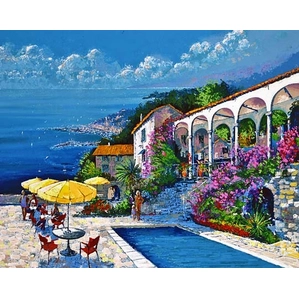 Kerry Hallam-Mediterranean Villa Canvas