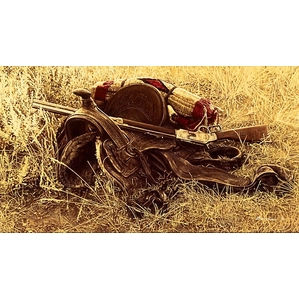 James Bama-1880s Still Life of Saddle and Rifle SMALLWORK EDITION ON
