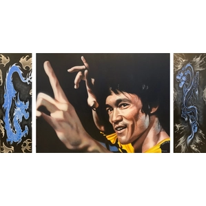 Stickman-Be Like Water Triptych - Bruce Lee
