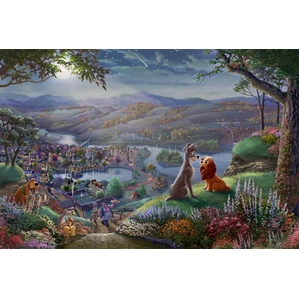 Thomas Kinkade Disney-Lady And The Tramp Falling In Love