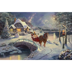 Thomas Kinkade Disney-Mickey and Minnie Evening Sleigh Ride